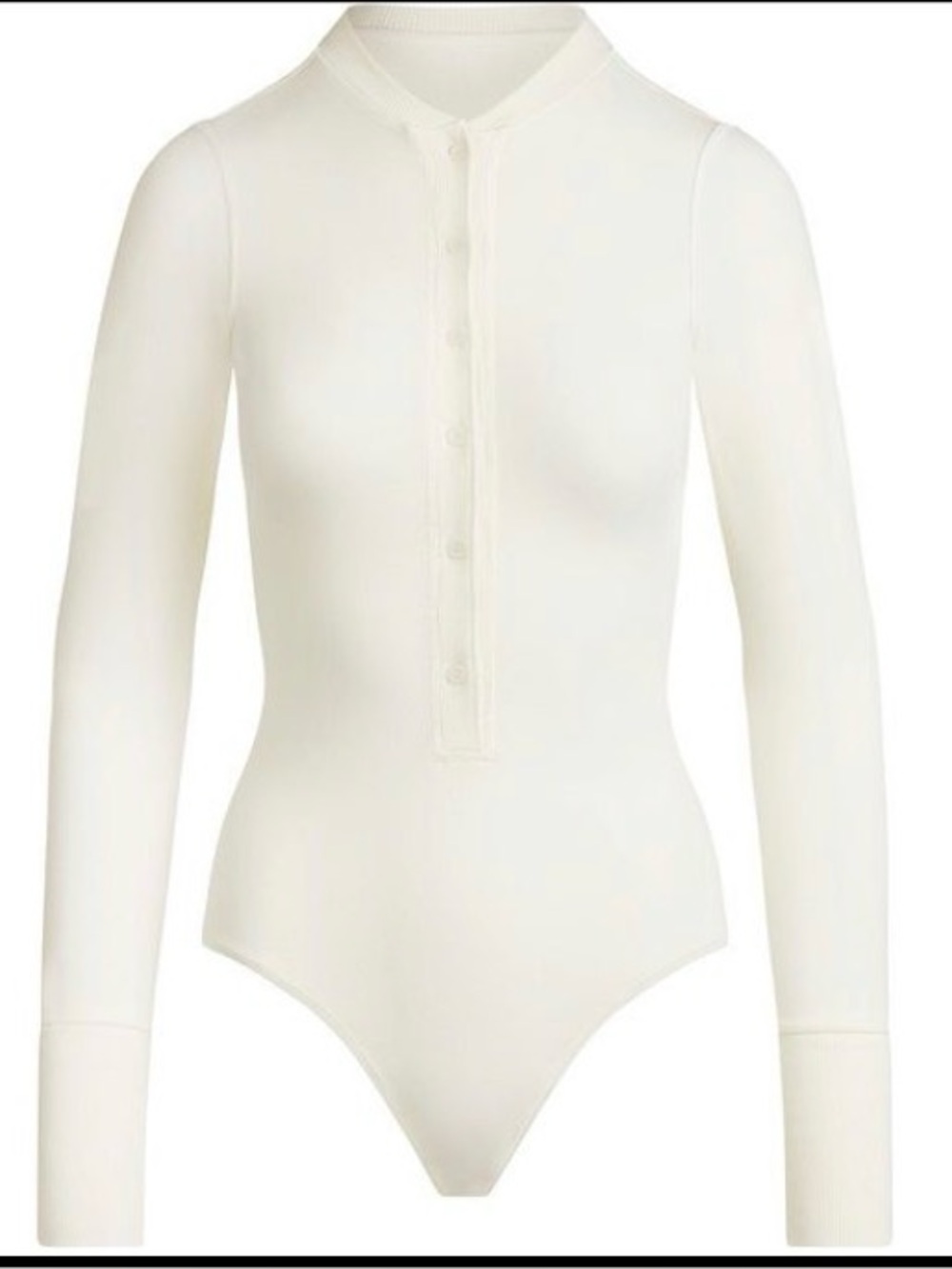 SKIMS Long Sleeve Cream Button-Front Bodysuit
